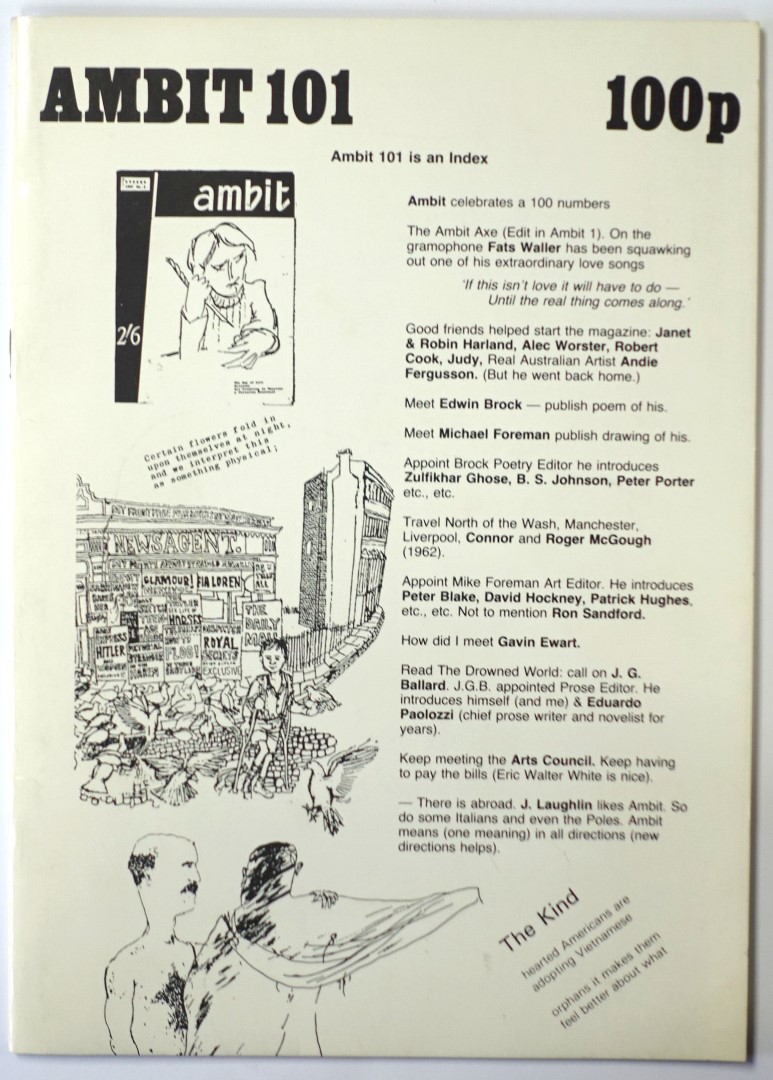 Ambit: A Quarterly of Poems, Short Stories, Drawings and Criticism, Number 101 is an Index, 1985