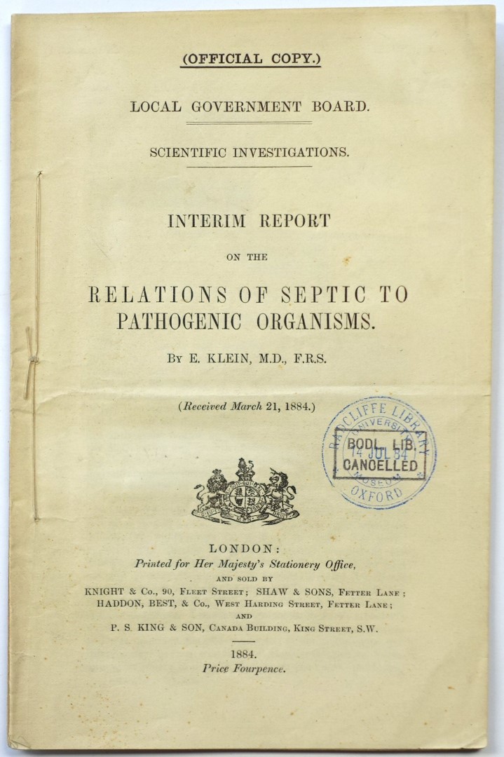 Interim Report on the Relations of Septic to Pathogenic Organisms