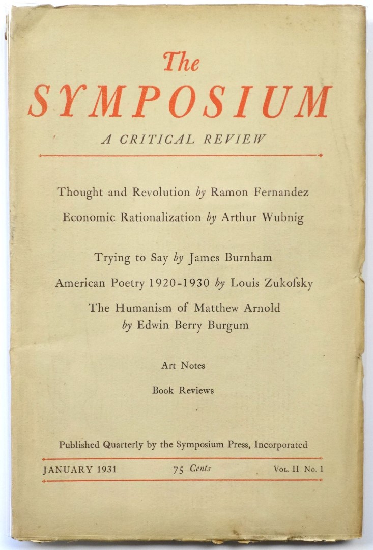 The Symposium: A Critical Review, January 1931, Volume II Number 1
