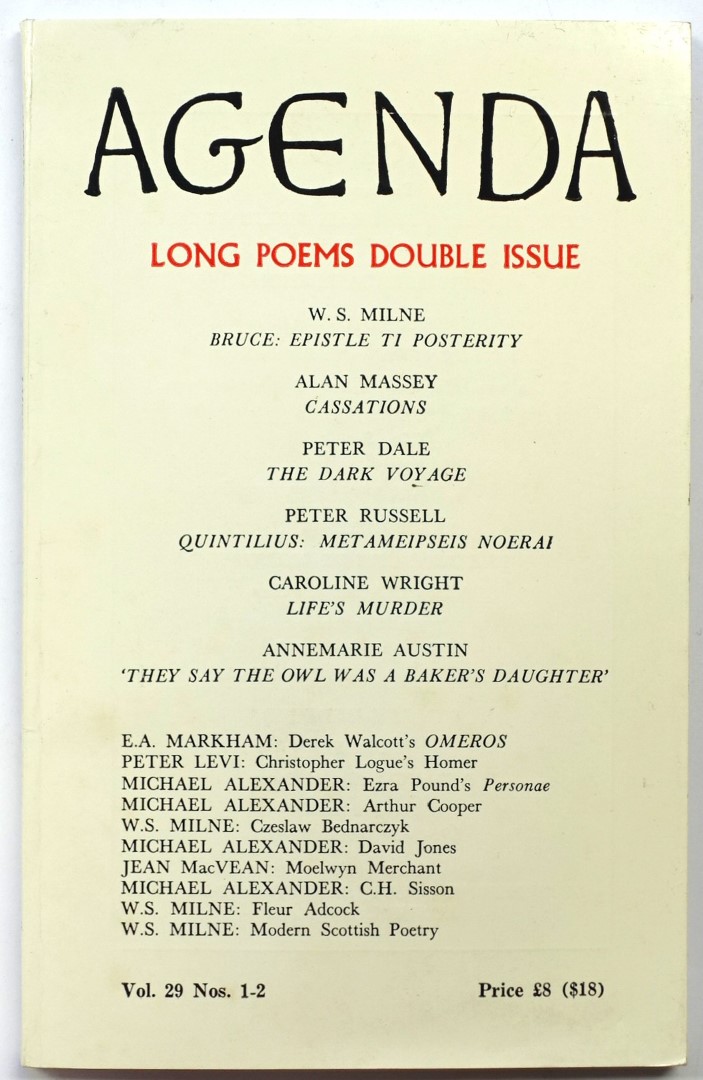 Agenda: Long Poems Double Issue: Vol. 29, Nos. 1-2