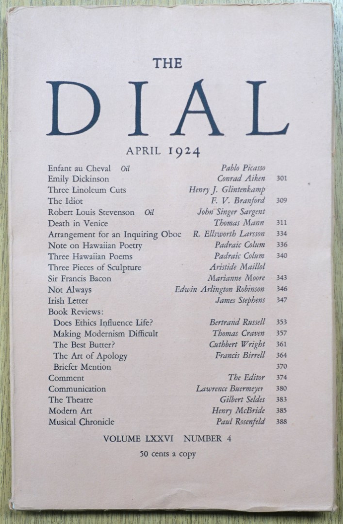 The Dial: April 1924: Vol. LXXVI No. 4