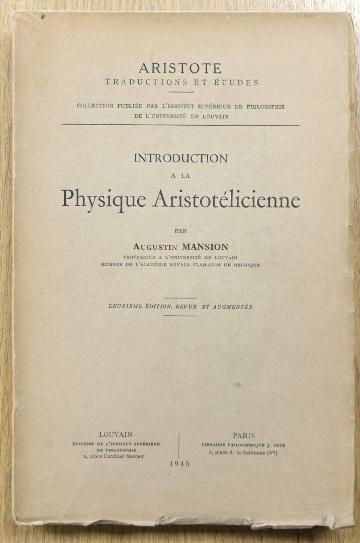 Introduction a la Physique ARISTOTELICIENNE