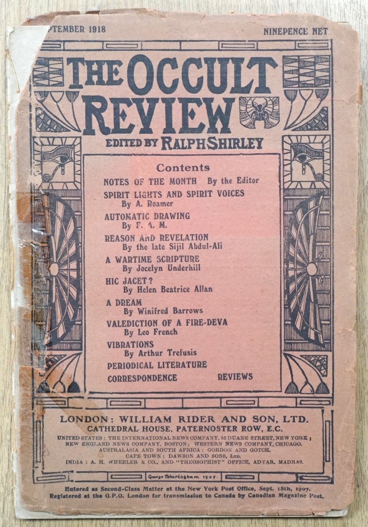 The Occult Review: September 1918, Number 3, Volume 28