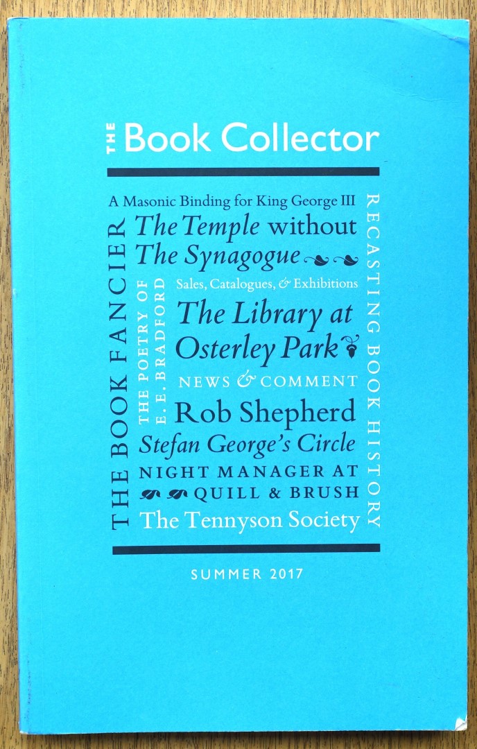 The Book Collector, Volume 66 No 2, Summer 2017