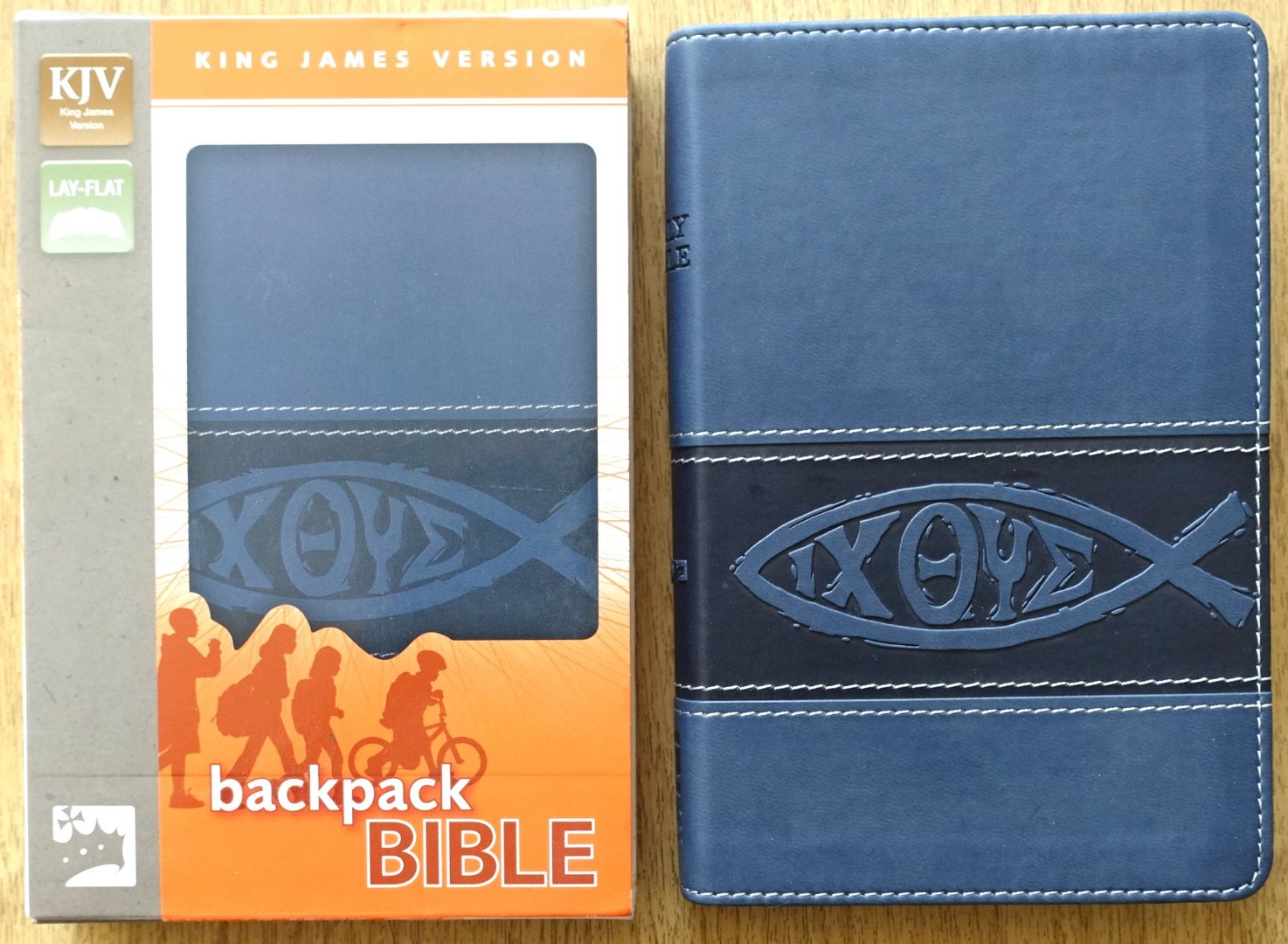 Holy Bible: King James Version: Slate Blue: Italian Duo-Tone: Backpack Bible