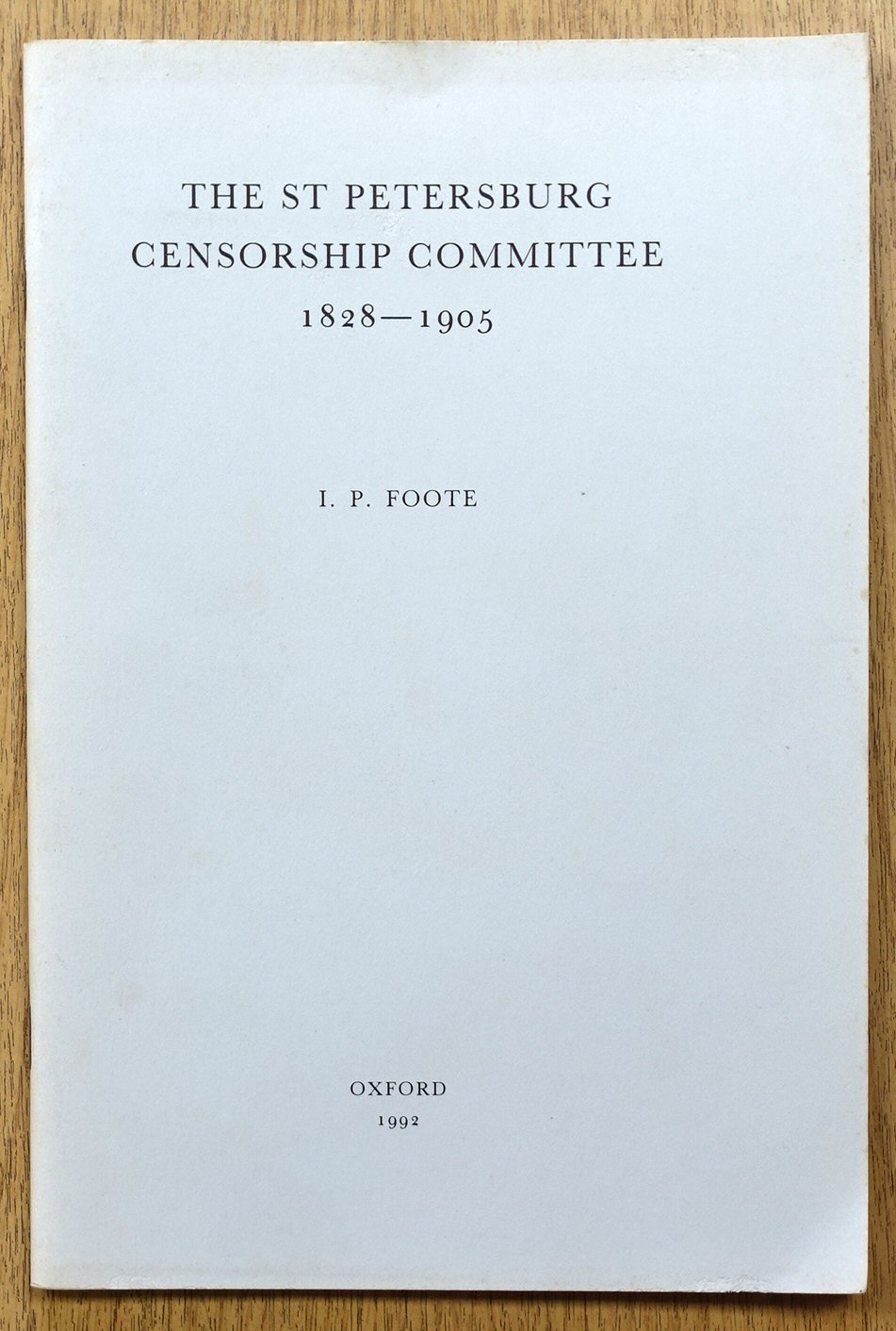 The St. Petersburg Censorship Committee 1828-1905